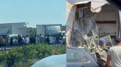 على مستوى محطّة سيدي خليفة: حادث تصادم بين شاحنتيْن وعدد من السيارات